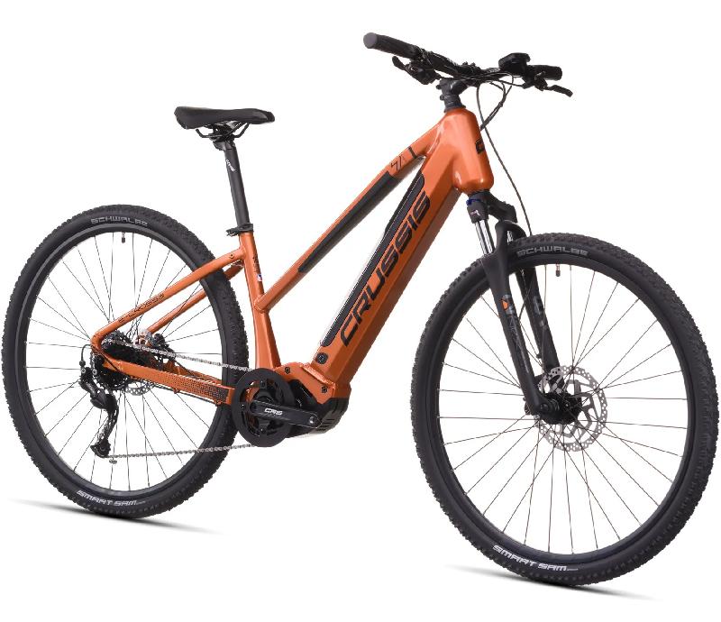 CRUSSIS e-Cross low 7.11-(518 Wh) barva ORANŽOVÁ ČERNÁ 2026 kola 28 baterie 14,4 Ah