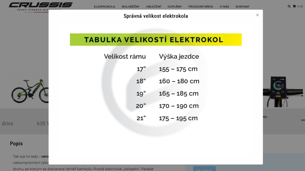 velikost rámu - geometrie CRUSSIS e-Full 7.4-S barva ČERNÁ a ZELENÁ