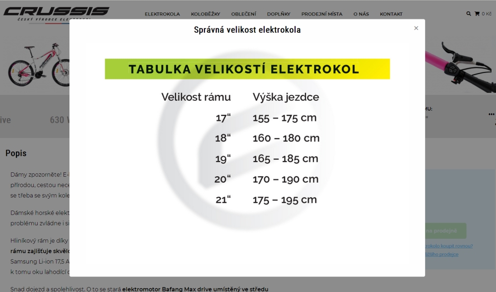 velikost rámu - geometrie CRUSSIS e-Guera 7.4 barva BÍLÁ a RŮŽOVÁ