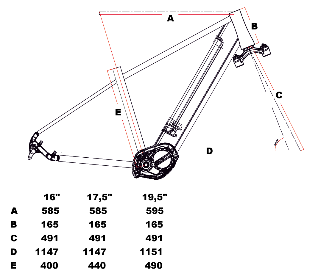 velikost rámu - geometrie LEADER FOX AWALON barva ČERNÁ MAT MODRÁ