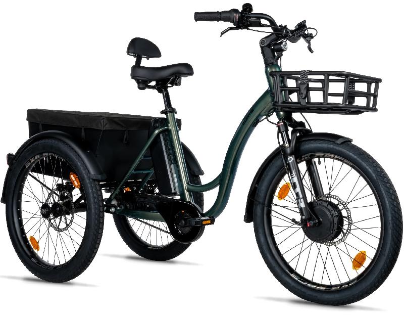 LEADER FOX elektrotříkolka CURTIS X barva DARK GREEN 2025 kola 24 baterie 16,76 Ah