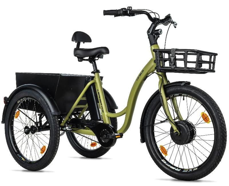 LEADER FOX elektrotříkolka LOVELO barva MILITARY 2025 kola 24 baterie 17,4 Ah