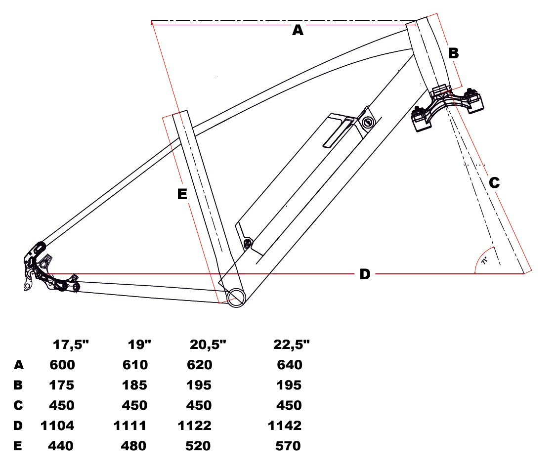 velikost rámu - geometrie LEADER FOX BARNET GENT barva ČERNÁ MAT BÍLÁ