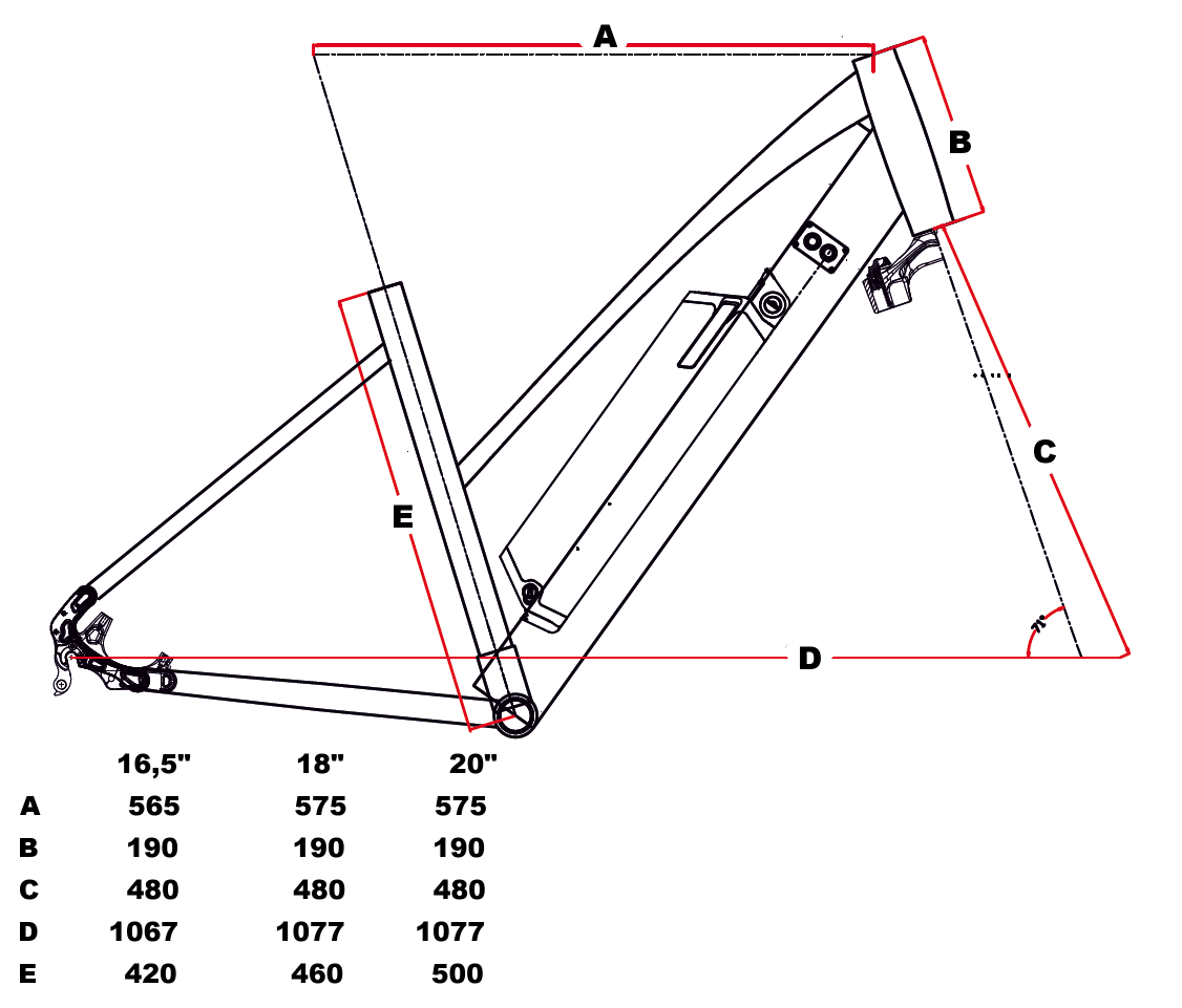 velikost rámu - geometrie LEADER FOX BARNET LADY barva ČERNÁ MAT FIALOVÁ