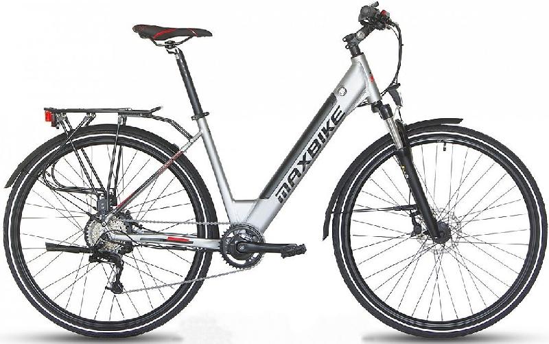 MAXBIKE CIVITA 28 barva ŠEDÁ ČERVENÁ 2024 kola 28 baterie 14 Ah