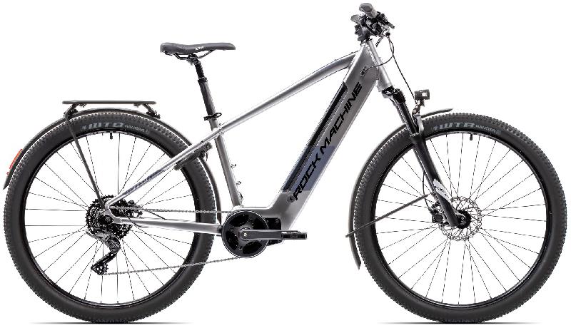 ROCK MACHINE  eStorm 70 Tour barva GLOSSY SILVER / BLACK / GREY 2026 kola 29 baterie 13,88 Ah